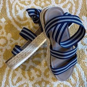 Navy Striped Espadrille Flatform (WW)
